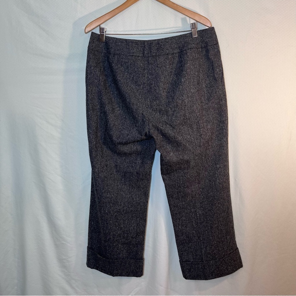 Caslon Grey Wool Blend Tweed Cropped Trouser Pants Size 14 Career Workwear Cuffs - Picture 6 of 11